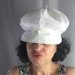 Vintage Sheer Polka Dot Apple Cap XS